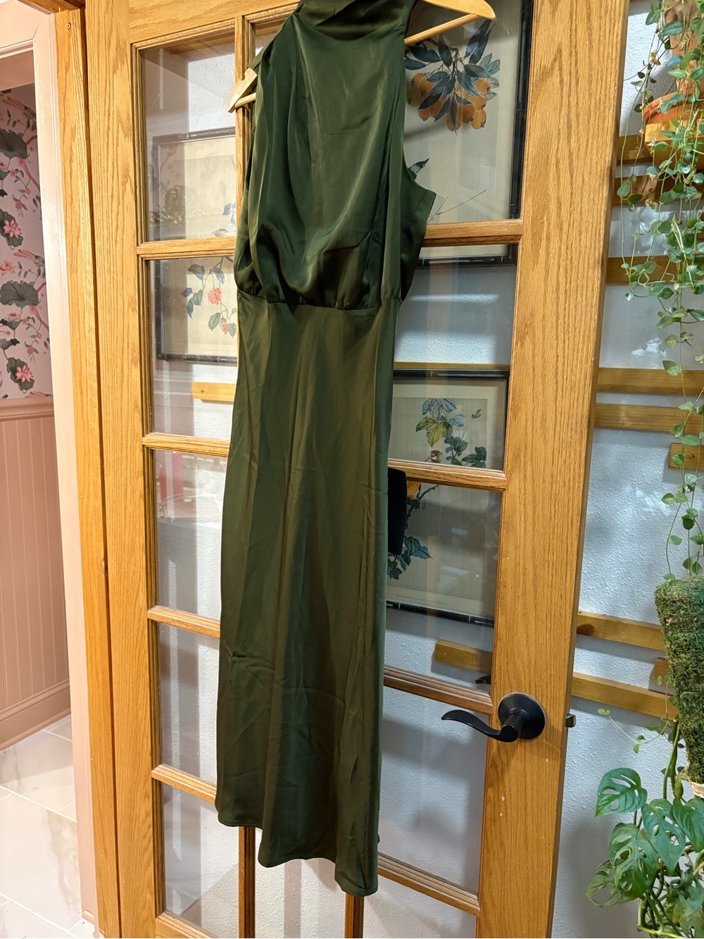 Lulu's Olive Green Satin Sleeveless dress